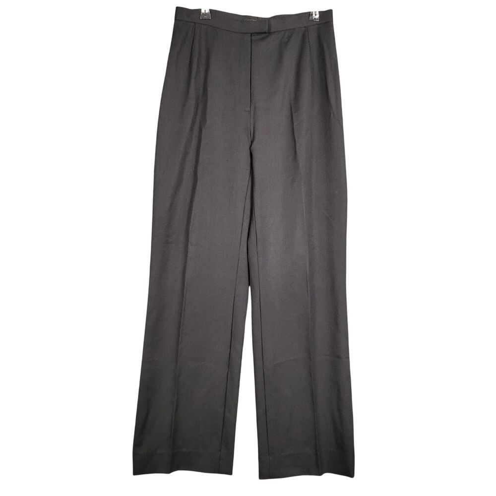 LAFAYETTE 148 Black Wide Leg High Rise Stretch Wool Trouser Dress Pants SIZE 10